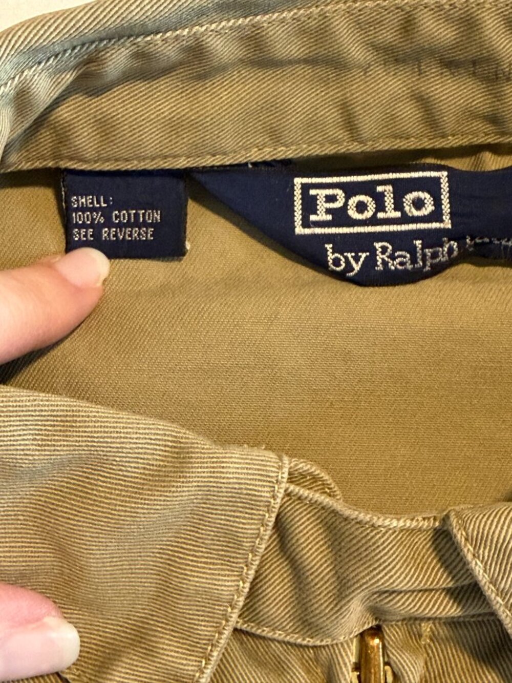 Vintage 80s POLO RALPH LAUREN Khaki Tan Harrington Jacket XL - Picture 10 of 12